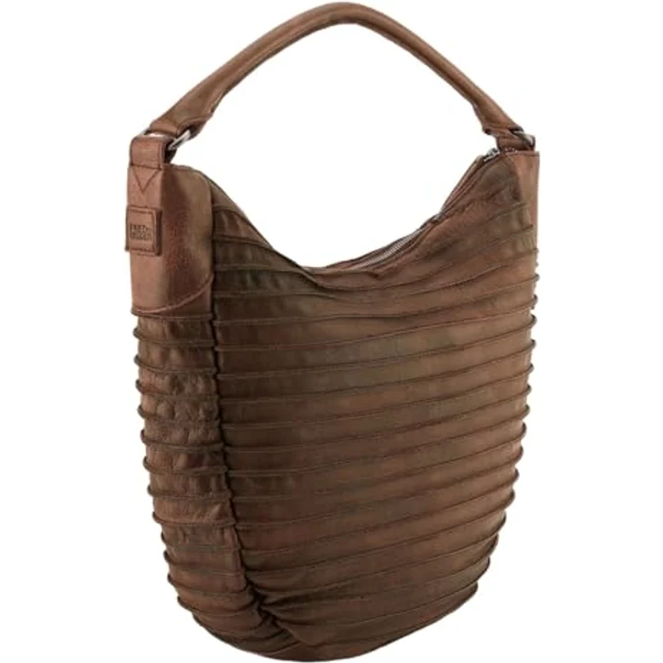 FredsBruder Riffeltier S, Schultertasche aus Leder, 33 cm, beige mit Reißverschluss- und Steckfächern – Bild 2