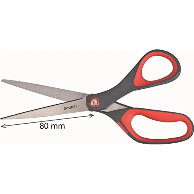 Scotch Präzisionsschere mit Rostfreien Stahlblättern - 20 cm - Ideal für Präzises Schneiden, für Rechts- und Linkshänder Geeignet - Farbe Grau/Rot – Bild 2