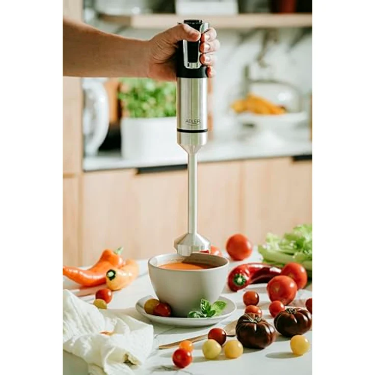 Adler Stabmixer AD 4627, 1800,00 W, elektrischer Handmixer, Set mit Schneebesen, Milchaufschäumer, silber – Bild 6