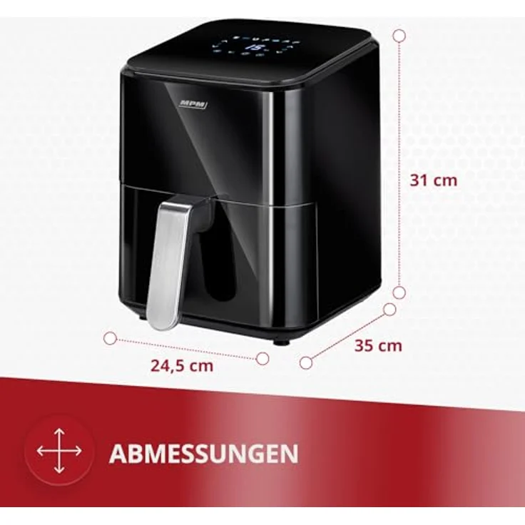 MPM MFR-11 Heißluftfritteuse 4,5L, 1400 W, 8 Automatikprogramme, LED-Display, Antihaftbeschichtung, fettfreies Kochen und Grillen – Bild 2