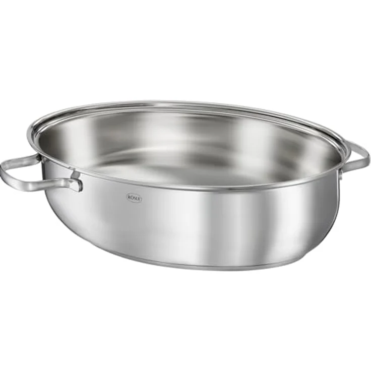 RÖSLE ELEGAN Bräter oval mit Antihaftversiegelung ProPlex, Edelstahl 18-10, silber-schwarz, Deckel als Pfanne verwendbar, Profiqualität, induktionsgeeignet, spülmaschinengeeignet – Bild 2