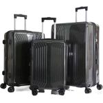 Cheffinger Koffer 3 tlg Trolley Set Hartschalen Gepäck Polycarbonat schwarz, 4 Rollen