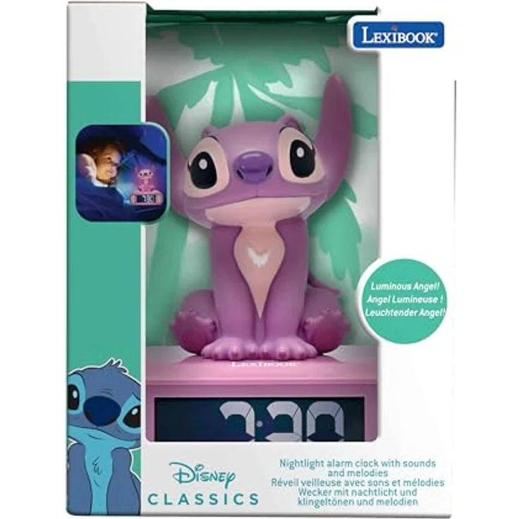LEXIBOOK Disney Stitch Angel Digitaler Wecker mit Nachtlicht, Rosa, 3D-Design und Schlummer-Funktion – Bild 4
