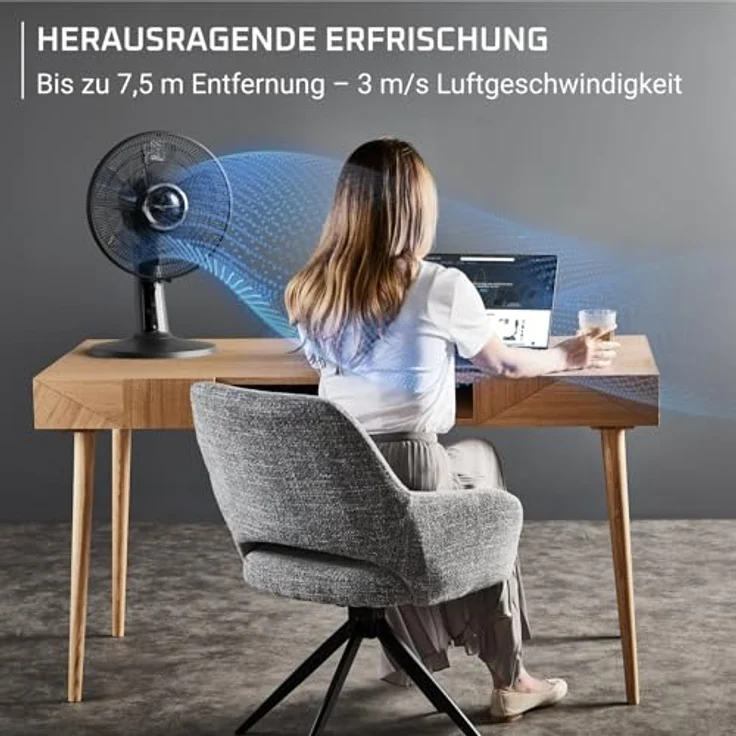 Rowenta Turbo Silence Extreme+ Tischventilator VU2750F0, 32 dB(A), 5 Geschwindigkeiten, 2 Modi, 120° Oszillation, Fernbedienung, 8h Timer, leistungsstarker Luftstrom bis 7,5 m – Bild 3