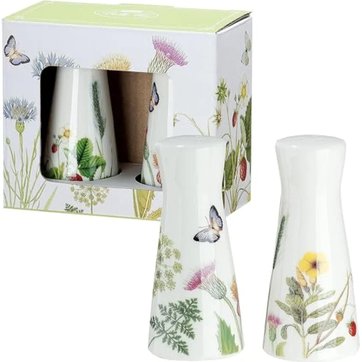 GILDE Salz- und Pfefferstreuer Wild Flowers, mehrfarbiges Porzellan-Set, Höhe 8,7 cm – Bild 1