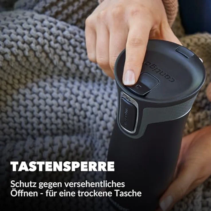 Contigo Thermobecher West Loop Autoseal, Edelstahl Isolierbecher, Kaffebecher to go, auslaufsicher, spülmaschinenfester Deckel BPA-frei, 470 ml , Latte , 470 ml – Bild 6
