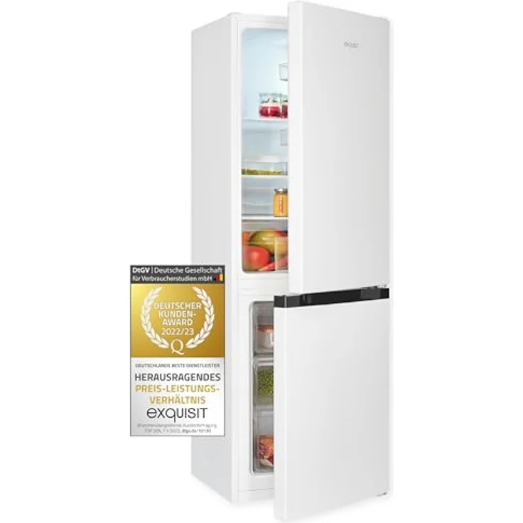 Exquisit Kühl-Gefrierkombination KGC5231-60-E-050C weiss | 157 l Nutzinhalt | 4-Sterne-Gefrieren | Alarm | Schnellkühlen – Bild 1