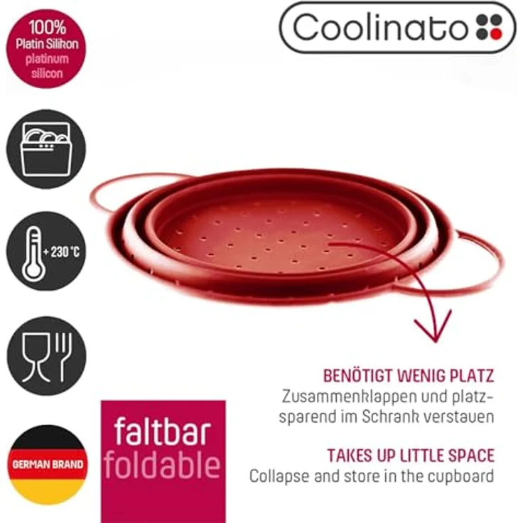 Coolinato faltbares Silikon-Sieb 24 cm rot – Bild 3