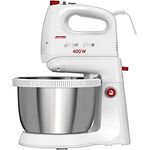 MPM MMR-21Z Teigknetmaschine mit Rotierender Schüssel 3,5 L, BPA frei, 5 Geschwindigkeiten + Turbo, Weiß, 400W