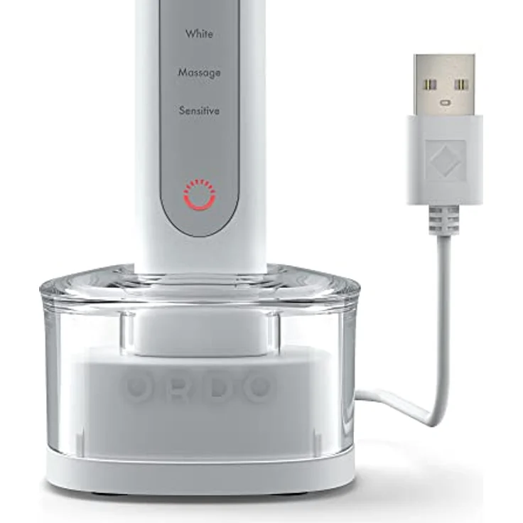 ORDO Sonic Elektrische Zahnbürste Advanced Smart Tech, 4 Putzmodi, Schnell Wiederaufladbarer Akku, Silikon-Polierelement, USB-Ladegerät, für Erwachsene, Weiß – Bild 3