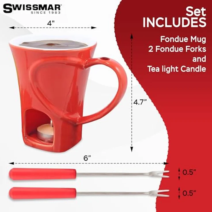 Sweetheart 4 tlg. Fonude Set- Minifondue, Schokofondue, Käsefondue, Fonduegabeln, Fonduetasse, Teelichtfondue – Bild 8