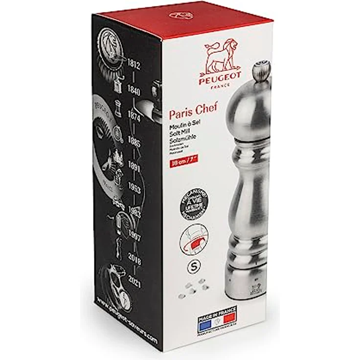 PEUGEOT Salzmühle PARIS CHEF 18cm Edelstahl Silber uSelect Zirkonia-Mahlwerk – Bild 7