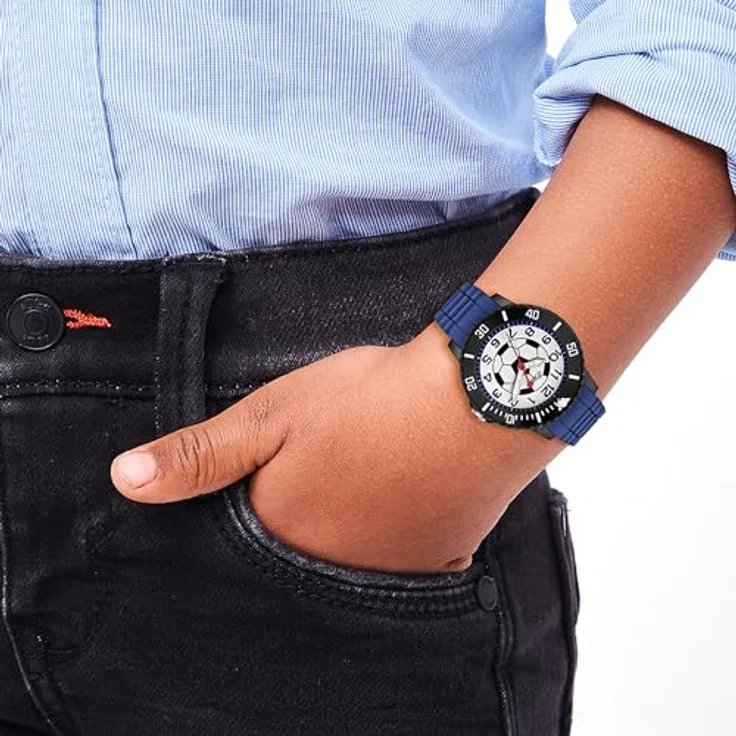 s.Oliver Kinderuhr Rund Blau, 38 mm Quarzwerk, Silikonband, 5 ATM wasserdicht, kratzfest – Bild 2