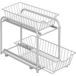 SONGMICS Küchen-Organizer KCS017E01V1, 2-stufiges Ordnungssystem mit Metallkörben, stapelbar und erweiterbar, taubengrau