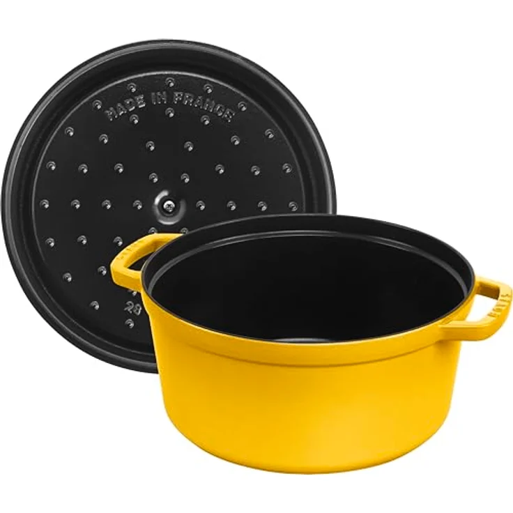 STAUB Gusseisen Bräter/Cocotte 28 cm 6,7 L Citron, Aromaregen Funktion, für alle Herdarten inkl. Induktion und Backofen – Bild 4