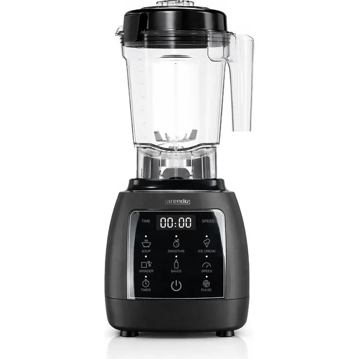 Arendo Standmixer 2000 Watt, Hochleistungsmixer mit Touchpanel, max. 24.000 U/min, 2L Behälter, Pulsfunktion, 5 Automatikprogramme, modernes Design in cool grey
