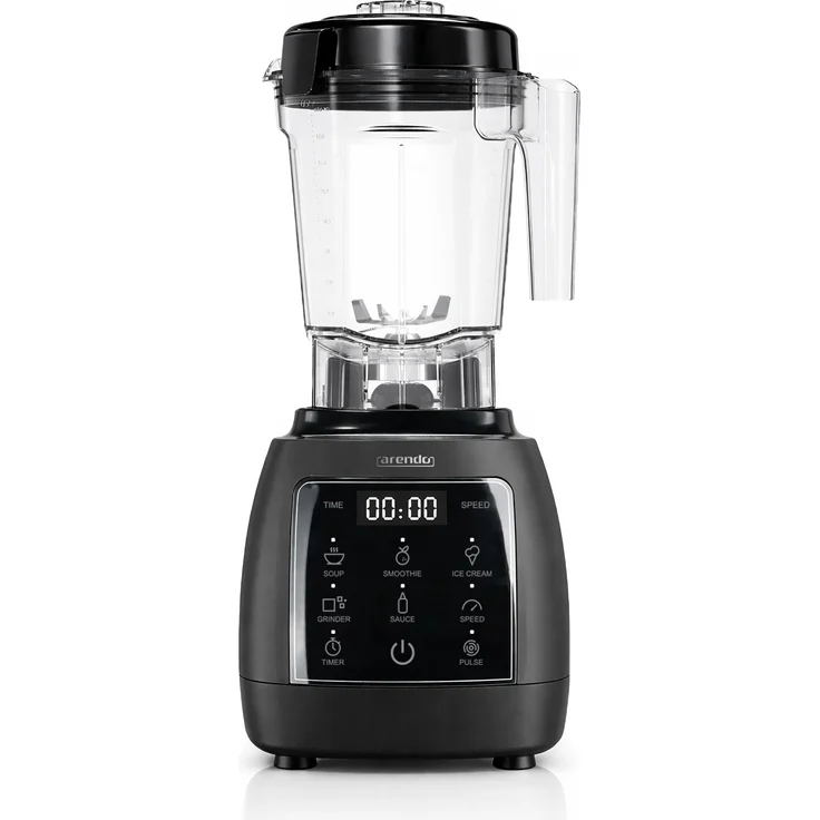 Arendo Standmixer 2000 Watt, Hochleistungsmixer mit Touchpanel, max. 24.000 U/min, 2L Behälter, Pulsfunktion, 5 Automatikprogramme, modernes Design in cool grey