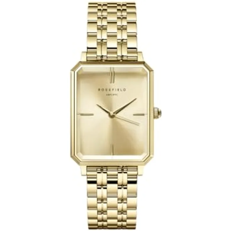 Rosefield Octagon Champagne OCGSG-O65, Armbanduhr mit Champagne Zifferblatt, 23 x 29 mm Goldgehäuse, wasserdicht bis 3 ATM