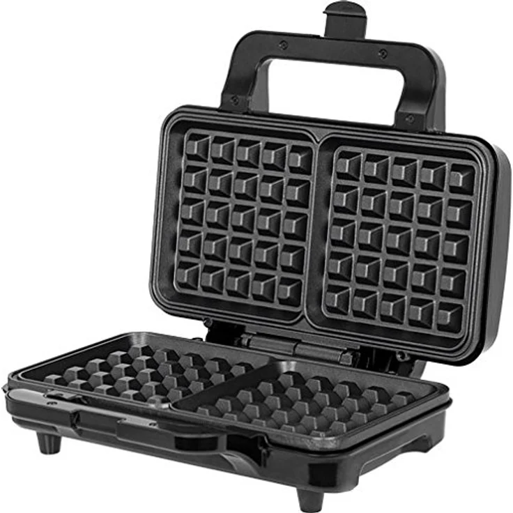 MPM MGO-20M Professionelles Waffeleisen für 2 Dicke belgische Waffeln, antihaftbeschichtete Platten, automatische Temperaturregelung, Edelstahlgehäuse, 1000W, 1000, Black-Silver – Bild 3
