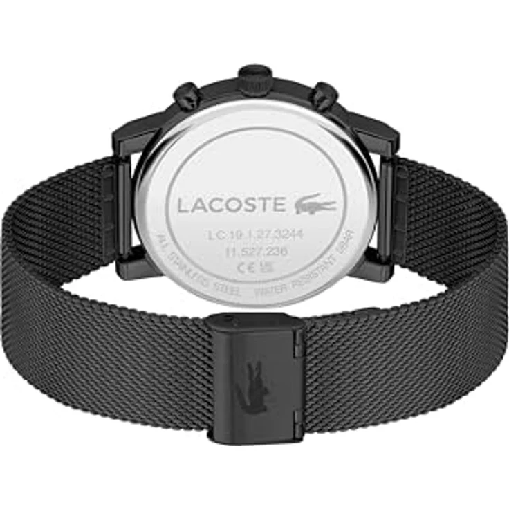 Lacoste Replay Multi Zifferblatt Quarz Uhr für Herren mit 44mm Edelstahl-Gehäuse, schwarzem Zifferblatt und schwarzem Edelstahl-Mesh-Armband - 2011411 – Bild 4