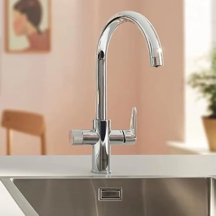 GROHE Blue Pure StartCurve, Einhand-Spültischbatterie mit Wasserfilterfunktion, Chrom, seperater Griff für gefiltertes Wasser, schwenkbarer Auslauf, 150° Schwenkbereich – Bild 6