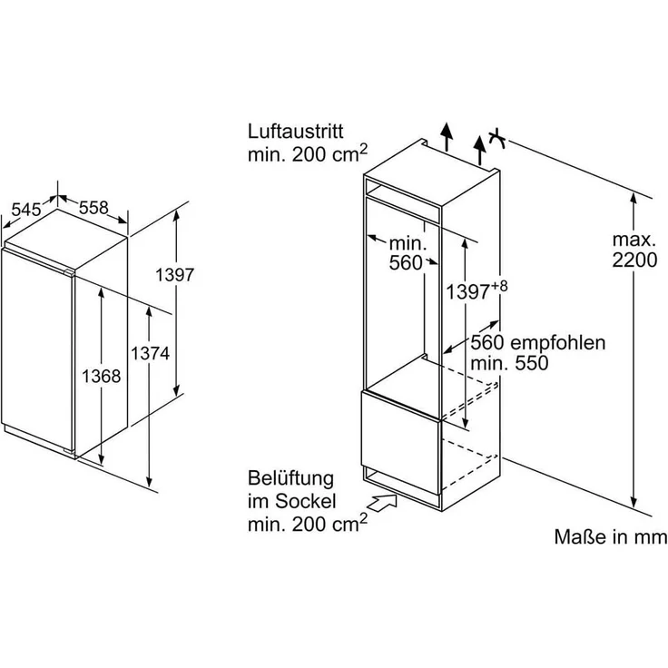 Bosch KIF51AFE0 Kühlschrank, Einbau, weiß, LED, 0-Grad-Zone, Breite 55.8 cm, Energieklasse E – Bild 4