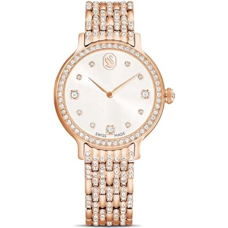 Swarovski Quarzuhr IMBER 5713883, Damenuhr in Roségold mit 232 Kristallen, Swiss Made, Edelstahlarmband, analog, wasserdicht bis 50 Meter – Bild 1