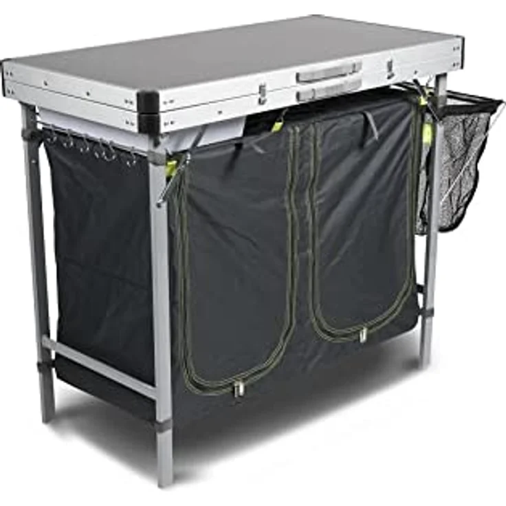 Kampa Profi Campingküche FK0001, XL Arbeitsplatte mit Spülbecken, 2 Fächer und Gewürzregalen, schwarz – Bild 3