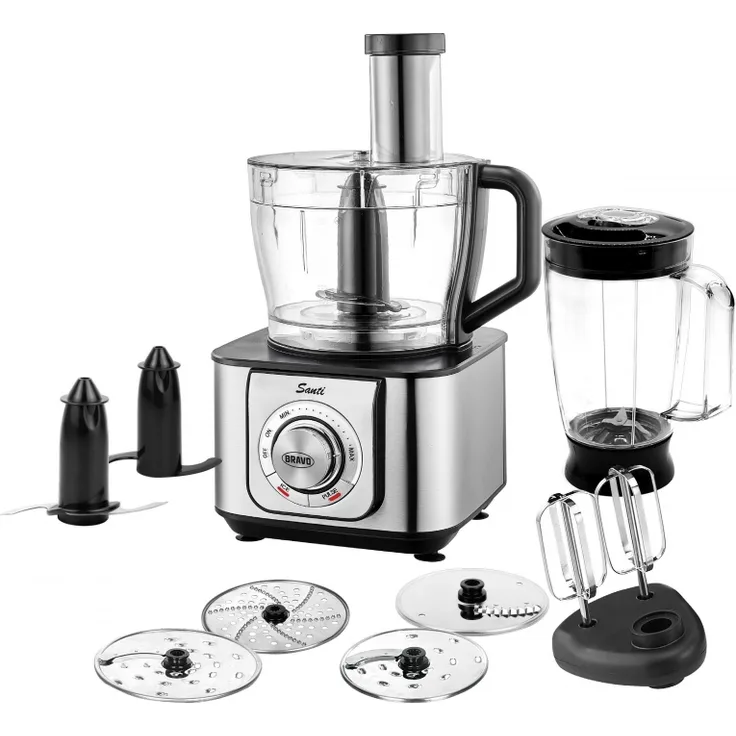 Bravo Küchenmaschine B-4696 SANTI, 7-in-1 Multifunktionsgerät zum Schlagen, Kneten, Mixen und Zerkleinern