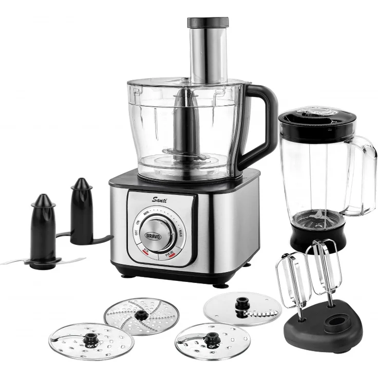 Bravo Küchenmaschine B-4696 SANTI, 7-in-1 Multifunktionsgerät zum Schlagen, Kneten, Mixen und Zerkleinern