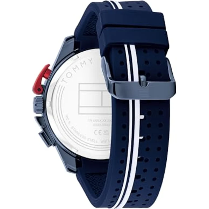 Tommy Hilfiger Chronograph Quarz Uhr für Herren, Marineblau mit Silikonarmband und 5 ATM Wasserdichtigkeit – Bild 3