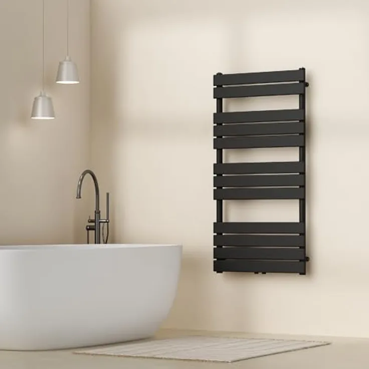 Neu.Haus Voss Handtuchheizkörper, Schwarz, platzsparendes Design mit 703 W Heizleistung und schneller Wandmontage