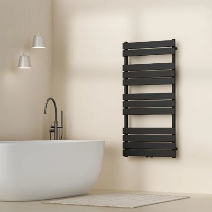 Neu.Haus Voss Handtuchheizkörper, Schwarz, platzsparendes Design mit 703 W Heizleistung und schneller Wandmontage – Bild 1