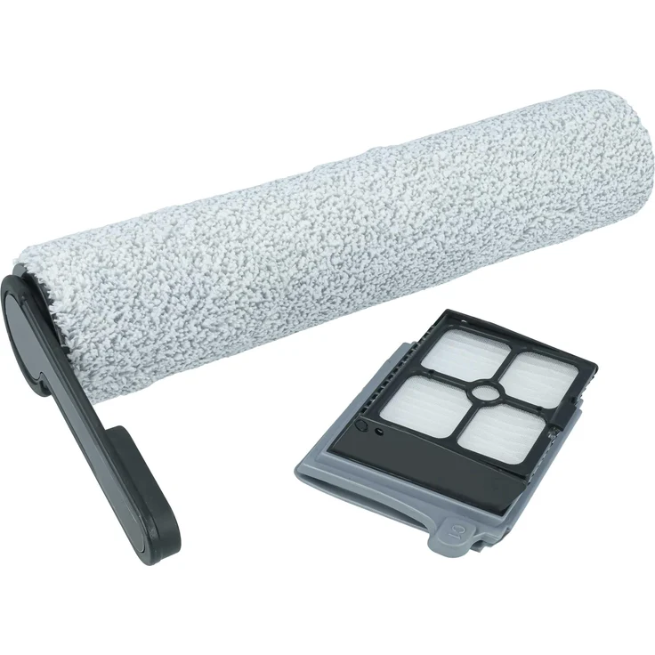 vhbw Wartungskit für Tineco Floor One S7 Pro/S6, Ersatz Bürstenrolle und Filter, weiß/grau