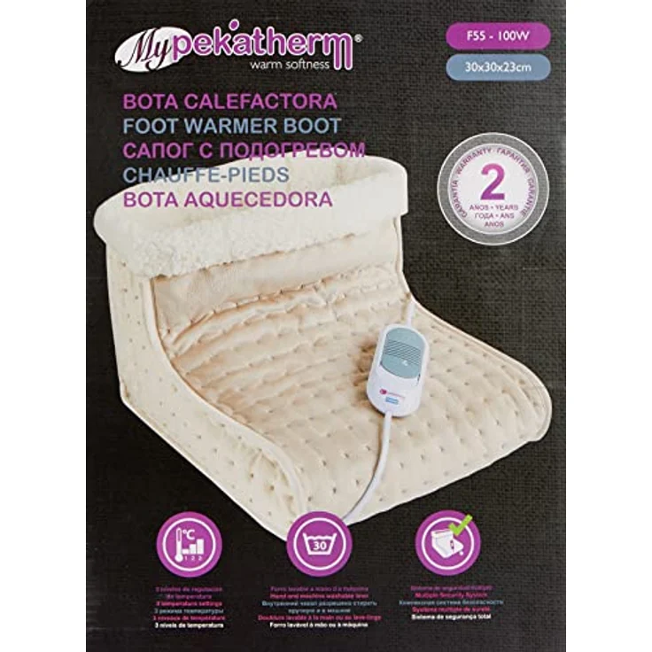 Pekatherm F55 - Fußwärmer 100W 30x30x23cm | Elektrischer Fußwärmer | Fußwärmer Stiefel | mit Herausnehmbaren Polstern Fußheizung | Warme Füße | Fußwärmerstiefel für Zuhause oder fürs Büro – Bild 2