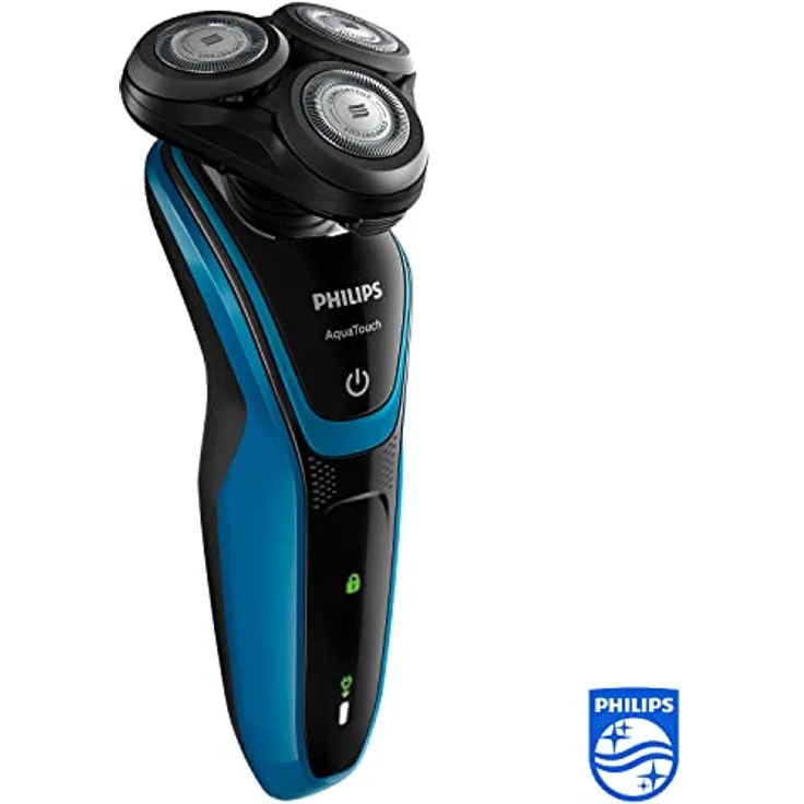 Philips S5050/04 Rotationsrasierer Herrenrasierer Nass- und Trockenrasur 3 rotierende Scherköpfe schwarz-blau – Bild 2