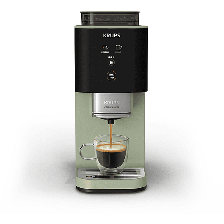 KRUPS SA401L Coffee Crush, Kaffeevollautomat in Pistachio mit 15 bar Druck, kompakt und einstellbarer Kaffeeintensität
