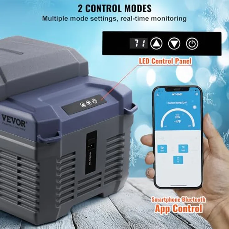 VEVOR 12 V Autokühlschrank Kühlbox, tragbarer 12 L Einzelzonen Gefrierschrank, -20~20 ℃, Bluetooth-Steuerung, leise & energieeffizient, für Outdoor, Camping, Wohnmobil – Bild 4