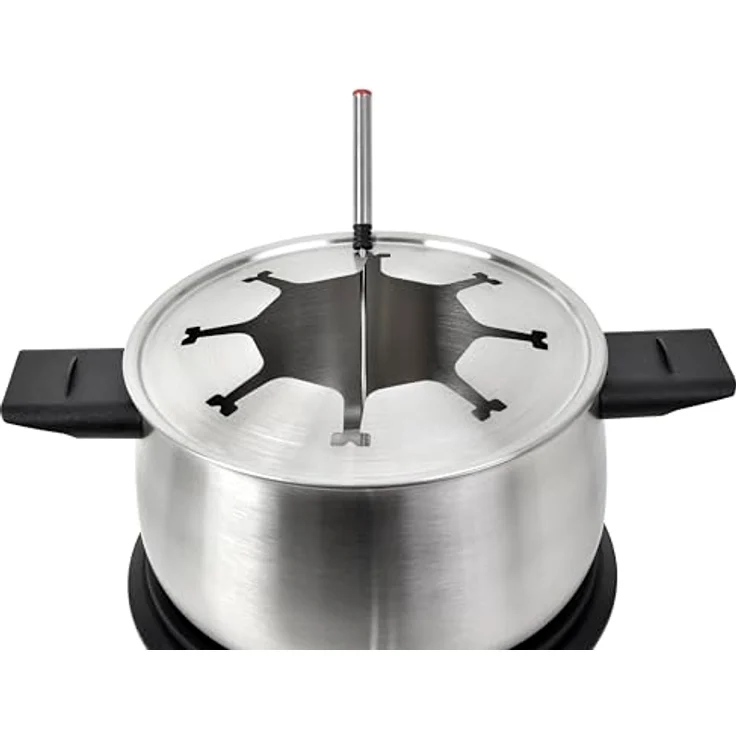 Silva PK-F 140 Fondue, elegantes Inox-Schwarz Design mit 1500 Watt Heizleistung und 8 Gabeln – Bild 4