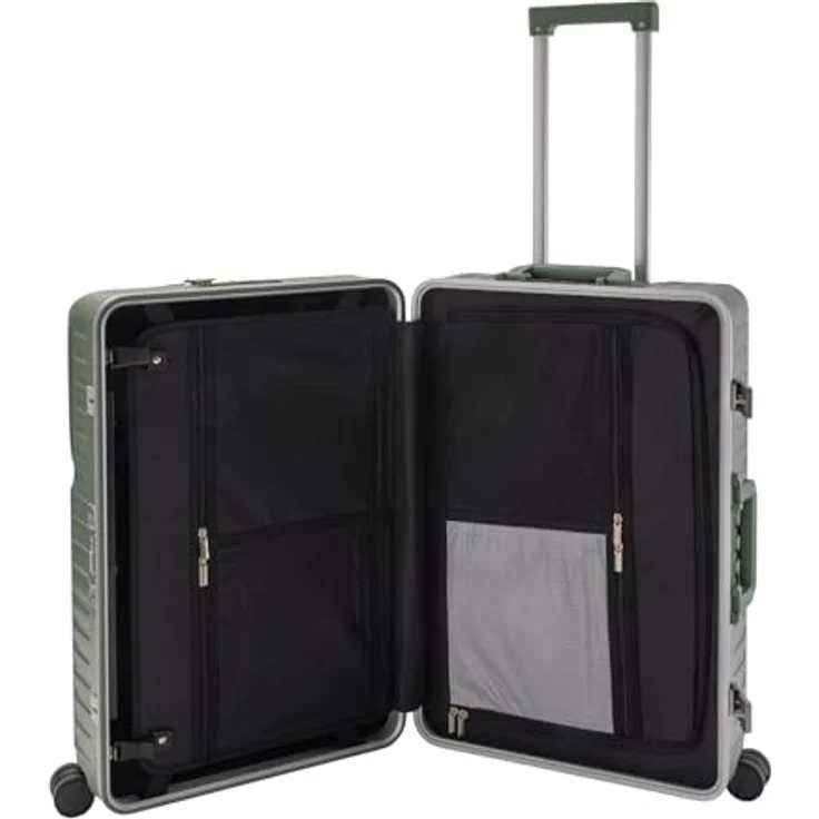 Travelhouse Hartschalen-Trolley Roma, 4 Rollen, mit USB und Getränkehalter Aluminium-Rahmen & Polycarbonat Hartschale, Schwarz – Bild 6