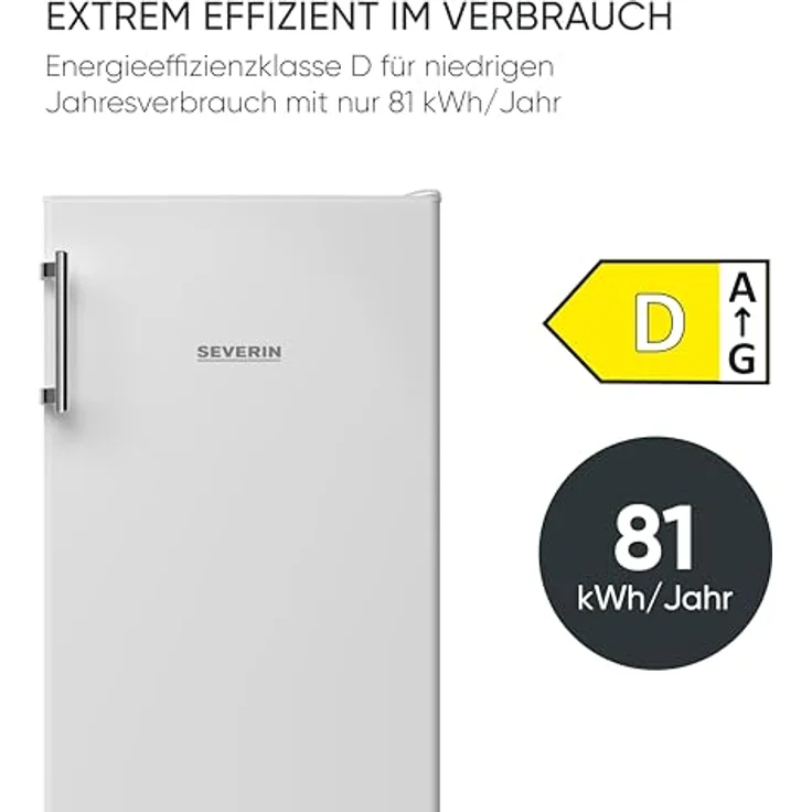 SEVERIN FKS 8818 Flaschenkühlschrank, 225L, energieoptimiert, leiser Betrieb, wechselbarer Türanschlag, Edelstahl/silber/weiß, 141 cm Höhe – Bild 3