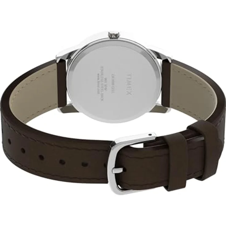 Timex Easy Reader 35mm, Analog Uhr mit Datum, Indiglo Light und schwarzem Lederarmband – Bild 5