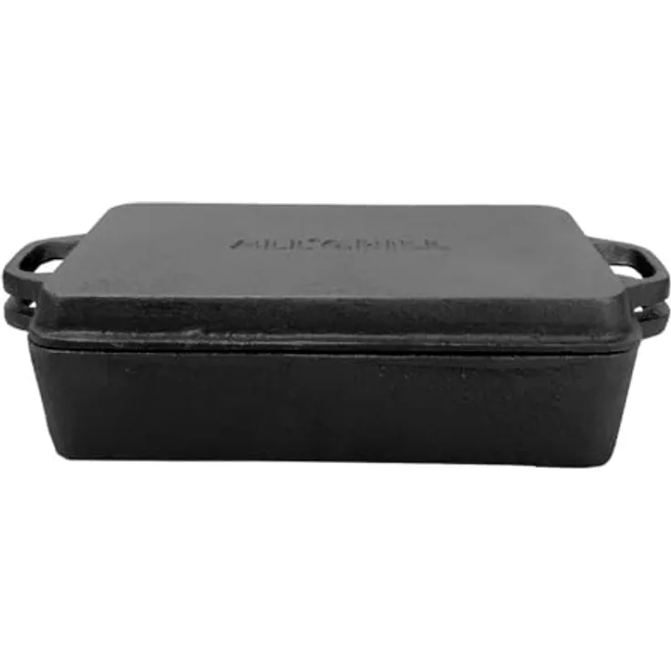 Paella World International Kombi 2in1 Casserole aus Gusseisen 16x11x4 cm + Deckel 16x11x2 cm, leicht zu reinigen