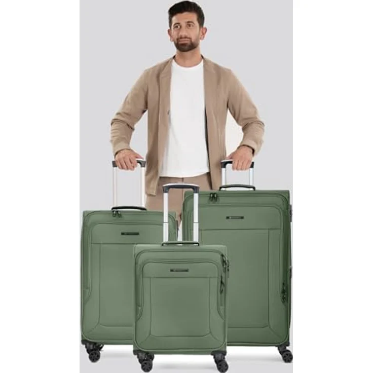 Franky, Koffer, Melbourne 3.0 4-Rollen Kofferset 3tlg. mit Dehnfalte, Grün, (90 l, XL) – Bild 7