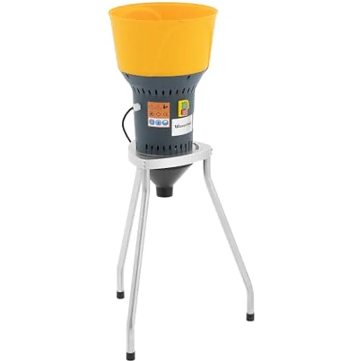 Wiesenfield WIE-FC-60B, Elektrische Getreidemühle mit 60 L Fassungsvermögen, 400 kg/h, 1300 W, inklusive Untergestell und 5 Sieben