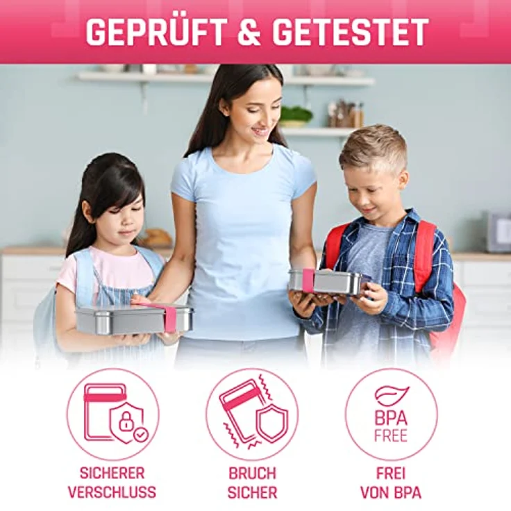 boddels Lunchbox SMACHT 1.400ml Brotdose aus Edelstahl, hält warm, mit Trennwand, Silikonband, BPA-frei – Bild 6