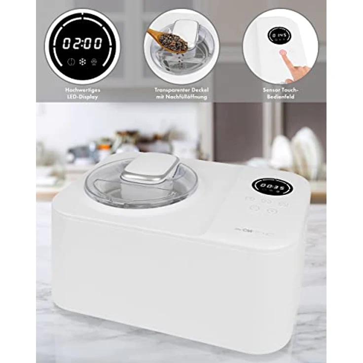 Clatronic® Eismaschine mit Kompressor inkl. Timer, Ice Cream Maker für Eis, Sorbet und Frozen Yoghurt bis zu 1,2 Liter, Speiseeismaschine, Automatikkühlung, 110 Watt - ICM 3784 – Bild 5