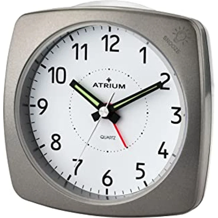 Atrium A251-4 Analog Quarz Wecker, geräuschlos mit Snooze-Funktion, Licht und anthrazitgrauem Gehäuse – Bild 1