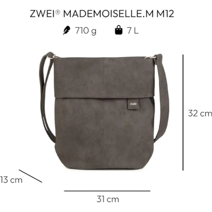 Zwei Umhängetasche Mademoiselle, Polyurethan, großes Hauptfach für DIN A4, lila – Bild 2