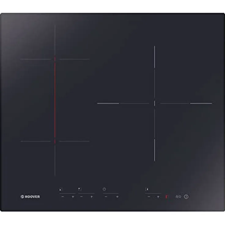 Hoover H-HOB 500 H634DB3TP/G3 Induktionskochfeld mit 3 Kochfeldern + Flexzone, unabhängige Steuerung, 9 Leistungsstufen, Schnellheizung, Timer, 7100 W, abgeschrägt, 60 cm, Schwarz